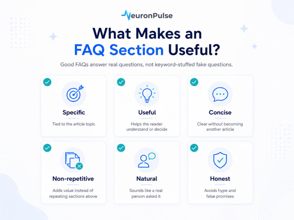 What makes an FAQ section useful?
